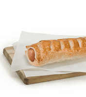 Handmade sausage pie with cheese filling & sauce