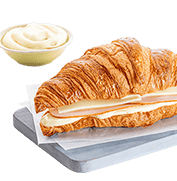 Croissant with smoked turkey, edam and mustard sauce