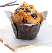 Vanilla muffin with pieces of dark chocolate